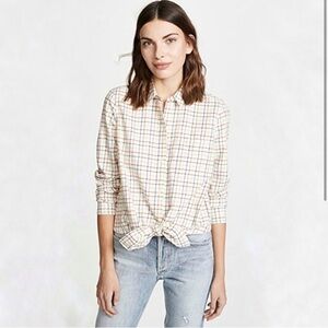 Madewell Front Tie Rainbow Plaid Shirt Size XXS